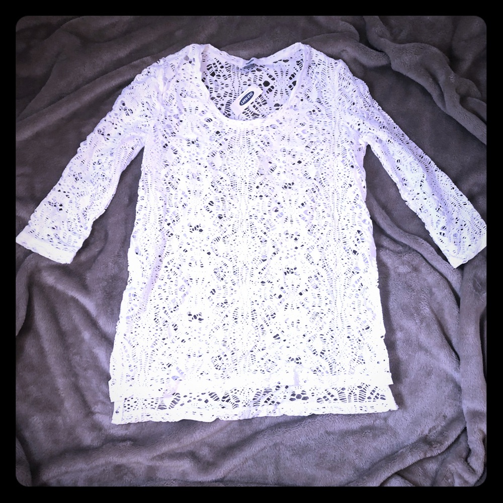 NWT Old Navy white cotton spandex cutout top